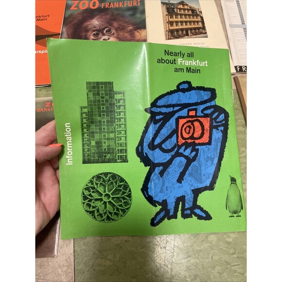 1960s Frankfurt am Main Germany Vtg Travel Booklet Tourist Guide Zoo Map Goethe - Picture 3 of 8